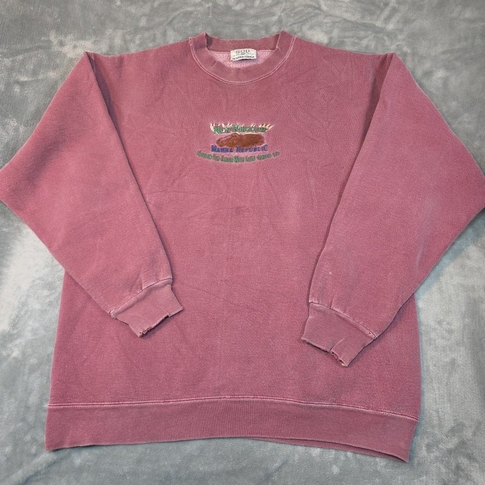 vintage‎ g.o.d. moose sweatshirt Made In The USA Size L Mauve